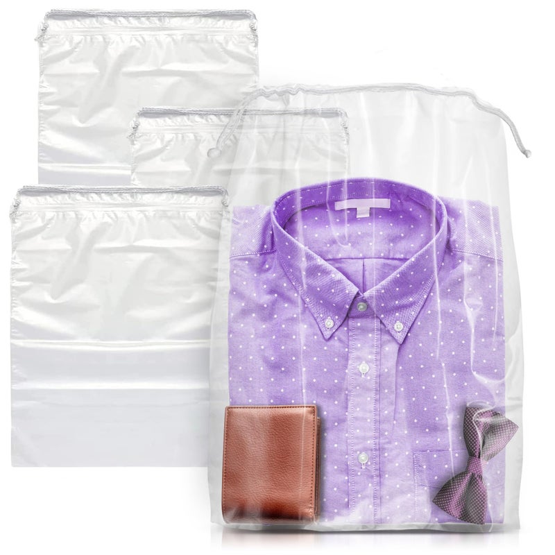 APQ Supply APQ Clear Drawstring Bags, Pack of 50, 9 x 12 Inches. Waterproof, 2 Mil Thick. Ideal for Cosmetics & Toiletries - Image 1